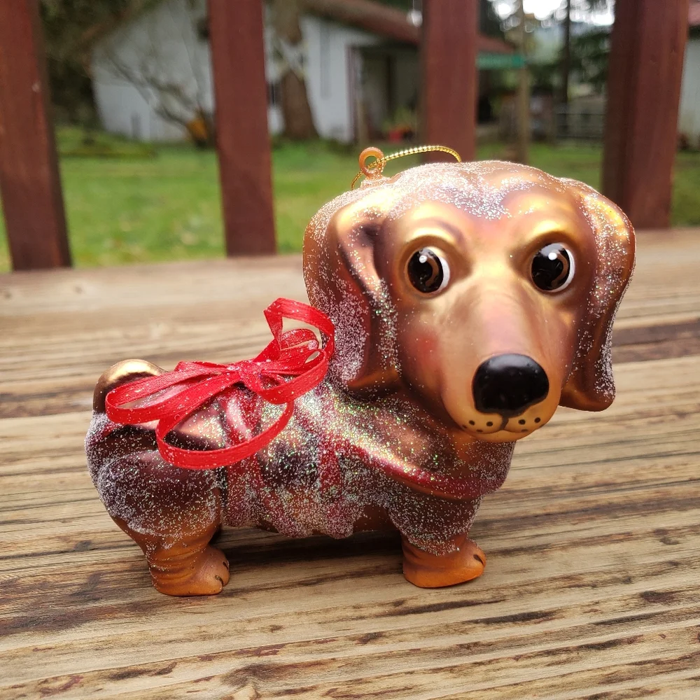 Glass Dachshund Hanging Christmas Ornament From Z Gallerie